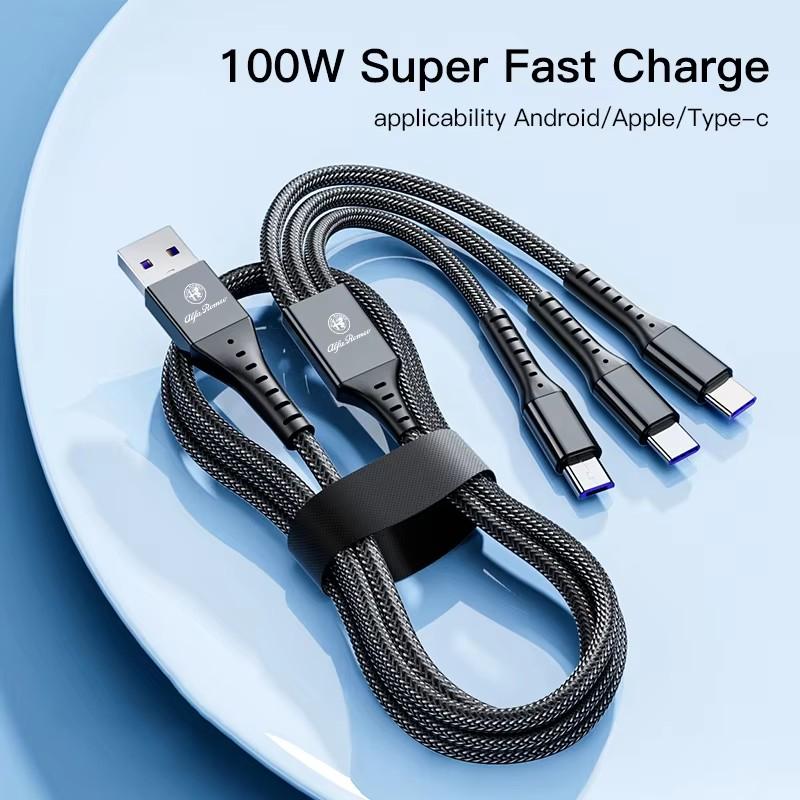 Car Interior Charger 3 In 1 Charging Cable Auto Accessories For Alfa Romeo Giulietta Mito 159 Giulia Stelvio 156 147 Tonale ofh853