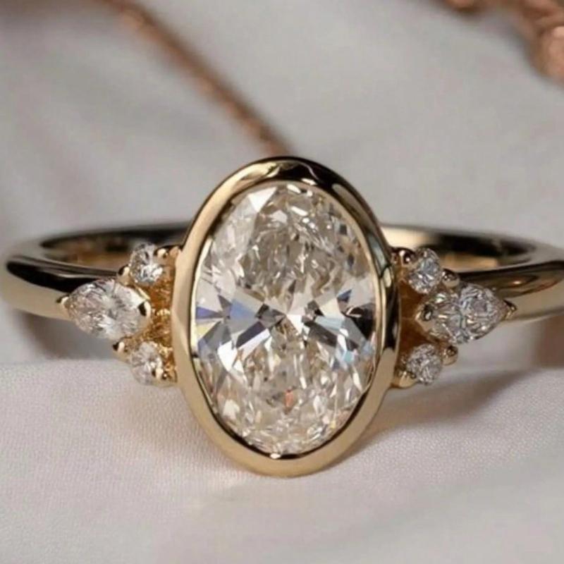 Luxurious Sparkling Oval Inlaid Zircon Women s Ring, Fashionable Holiday Party Accessories, Zircon Gifts resizable