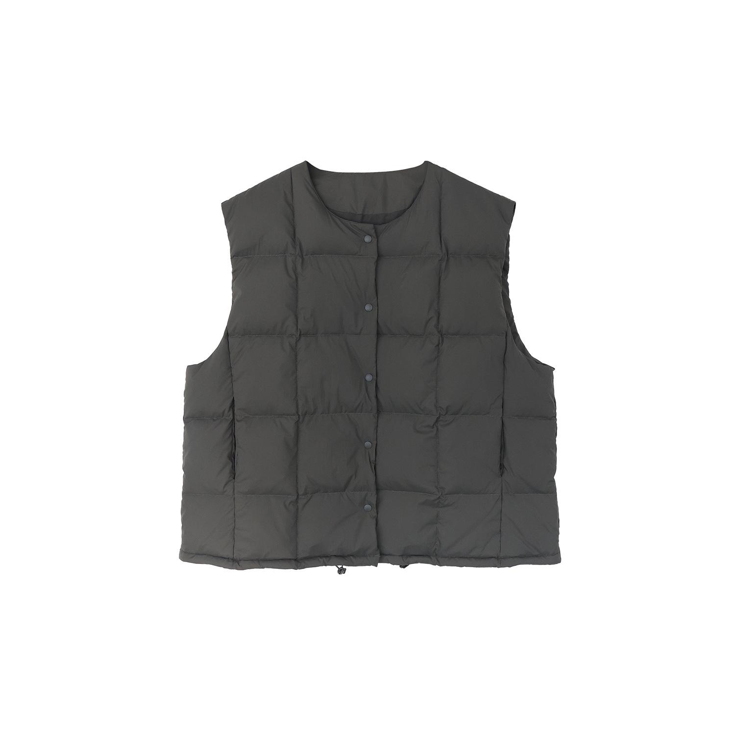 

Plus Size Women s Korean Style Slimming Cotton Down Vest - Sleeveless, Short, Warm, Round Neck, 2025 Winter XL (120-140 Jin) серый/зелёный