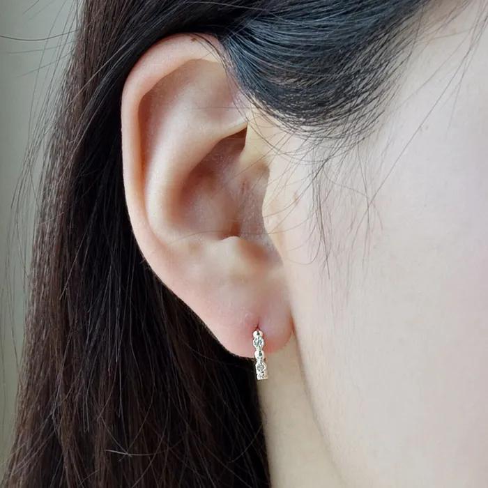 925 Silver Daily Cubic One-Touch Hoop Earrings Kaila