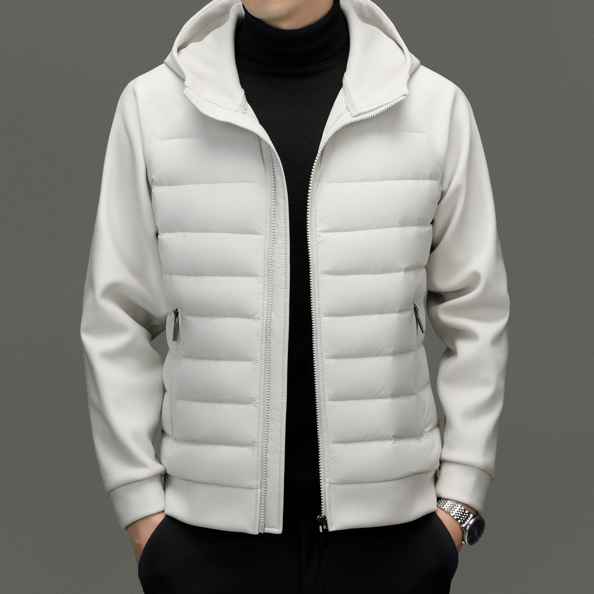 Autumn And Winter Men`S Hooded Light