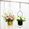 Modern Hanging Planter Geometric Iron Flowerpot with Hanging Chain Wall Ceiling Planter Hanger Houseplant Holder Pot for Indoor Outdoor Decoration
