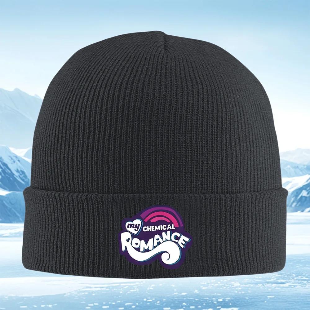 Rainbow band heart brand words design Knitted Hat Unisex Women Unisex Beanie Pullover Cap Winter Thermal Warm Christmas Outdoor Cyc