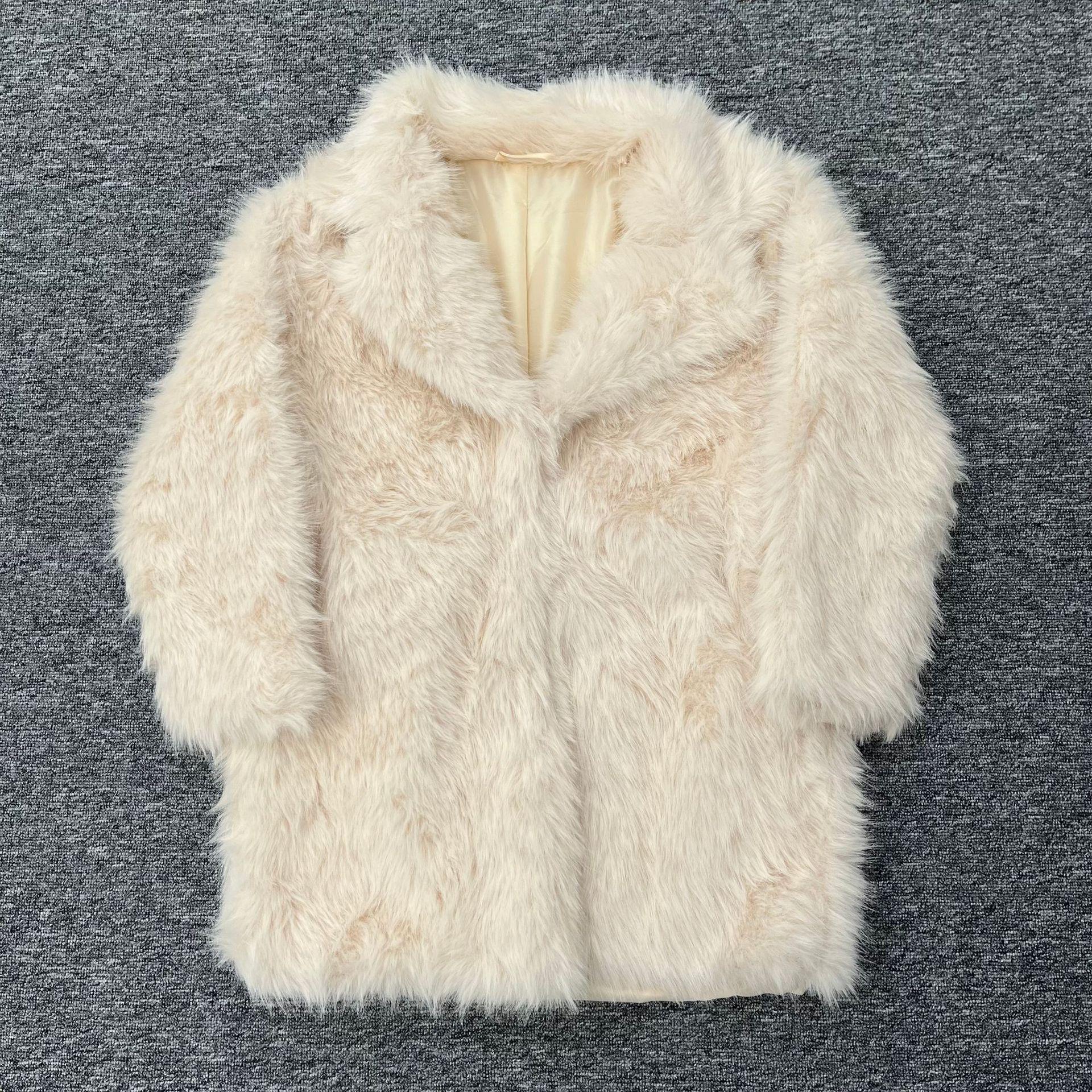 

2024 Women s Faux Fur Winter Coat - Loose Fit and Warm Small белый/слоновая кость