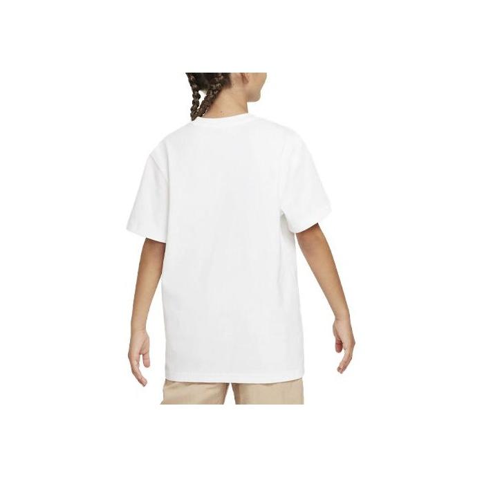 Nike Sportswear Logo Print Loose Short Sleeve T-Shirt Kids Tops White FD3987-100
