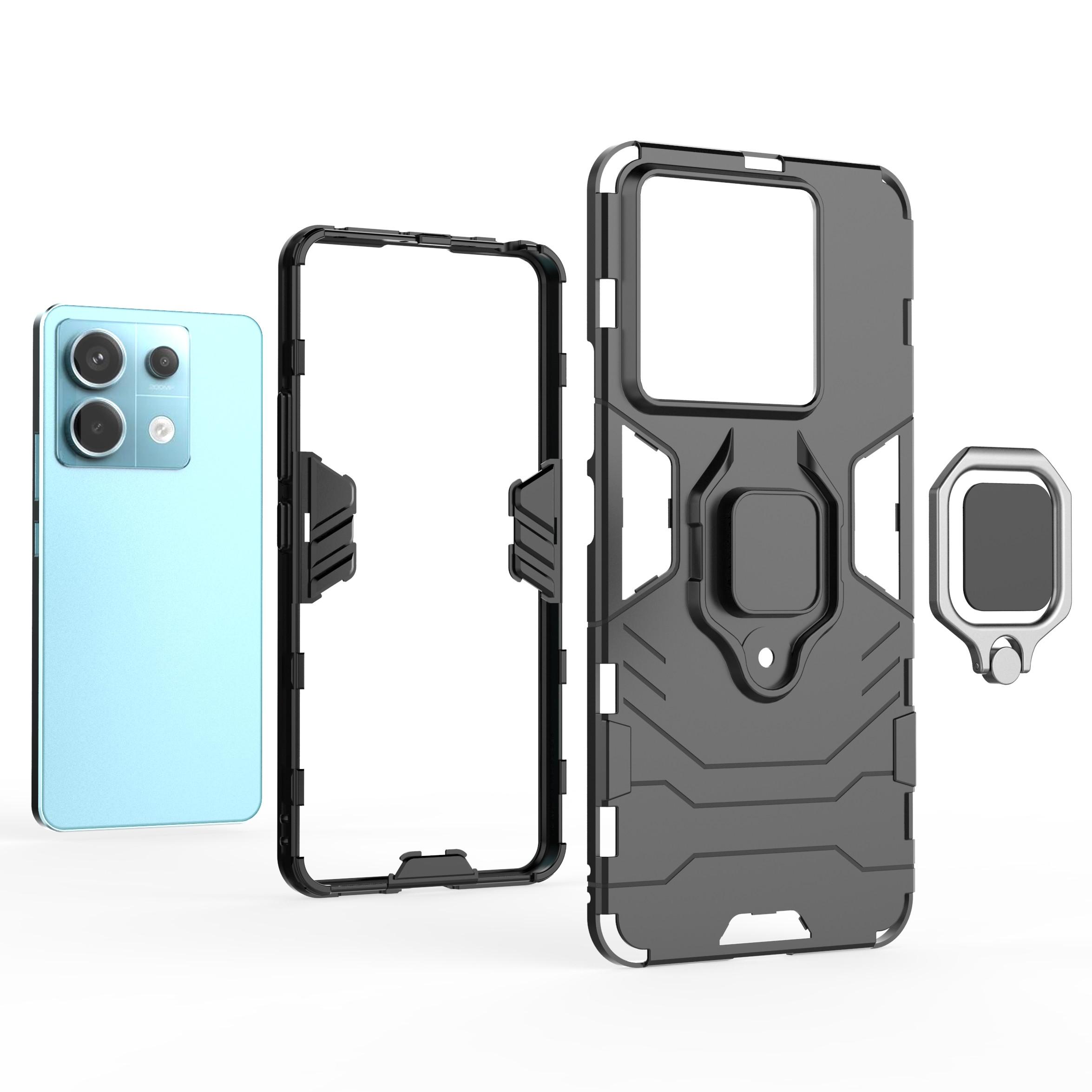 

For Xiaomi Redmi Note 13 Pro 5G/Poco X6 5G Case Ring Holder Kickstand PC+TPU Cover Red