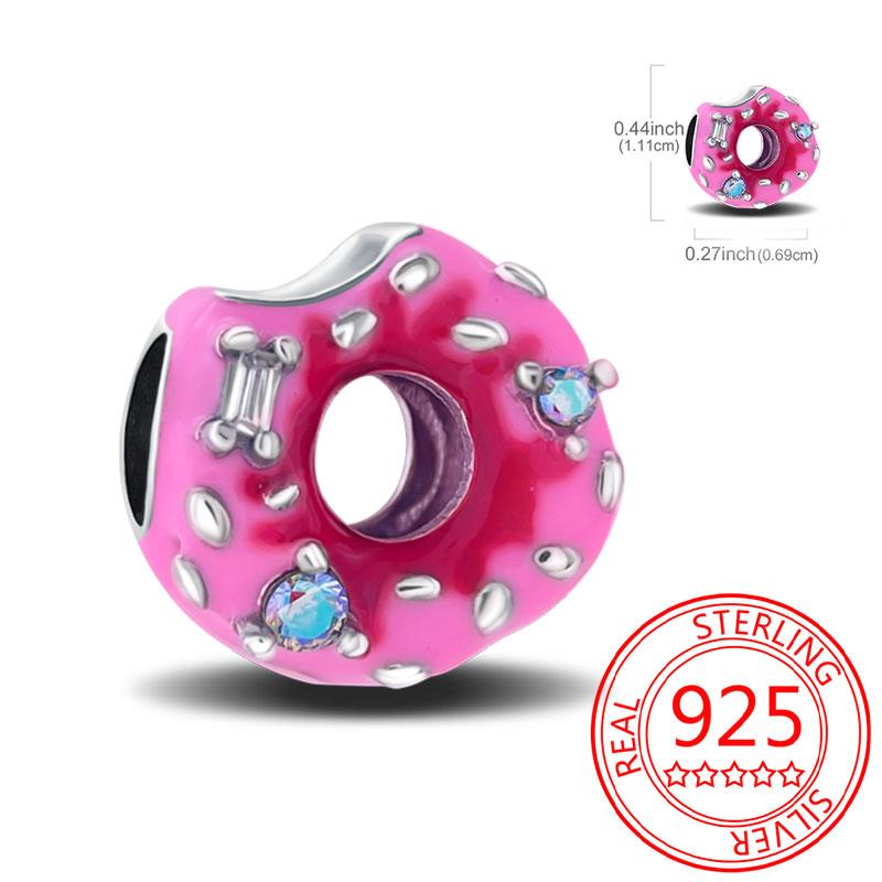 Delicious Food Copper Doughnut Cake Dessert Fruit Fine Wine Bead Pendant Fit Bracelet Necklac Boutique Jewelry Gift