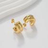 Retro French Minimalist Double C Titanium Steel Earrings with 18K Gold Plating - Non-Fading