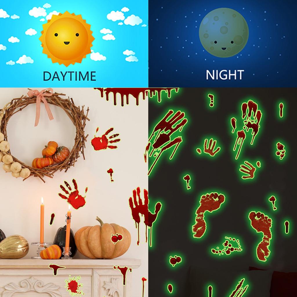 Halloween Decals Luminous Halloween Stickers Removable Wall Decals Luminous Window Stickers Suitable For Horror Halloween Theme Party Decorations