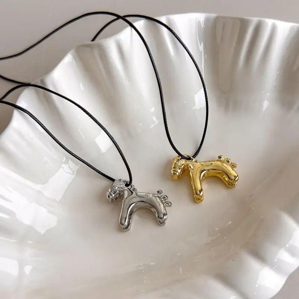 Enamel Drip Glaze Colorful Horse Pendant Necklace Dopamine Necklace Gift Giving