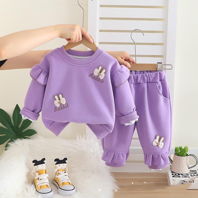 Spring and Autumn Girls' Embroidered Sweater Suit, Baby Girl, Western Style, All-match Fashion, Two-piece Children's Long-sleeved Clothes