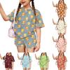 Kids Casual Short Sleeve Top and Shorts Set Animal Print Lightweight Breathable Soft Fabric Comfortable Fit Summer Outfit for Boys and Girls