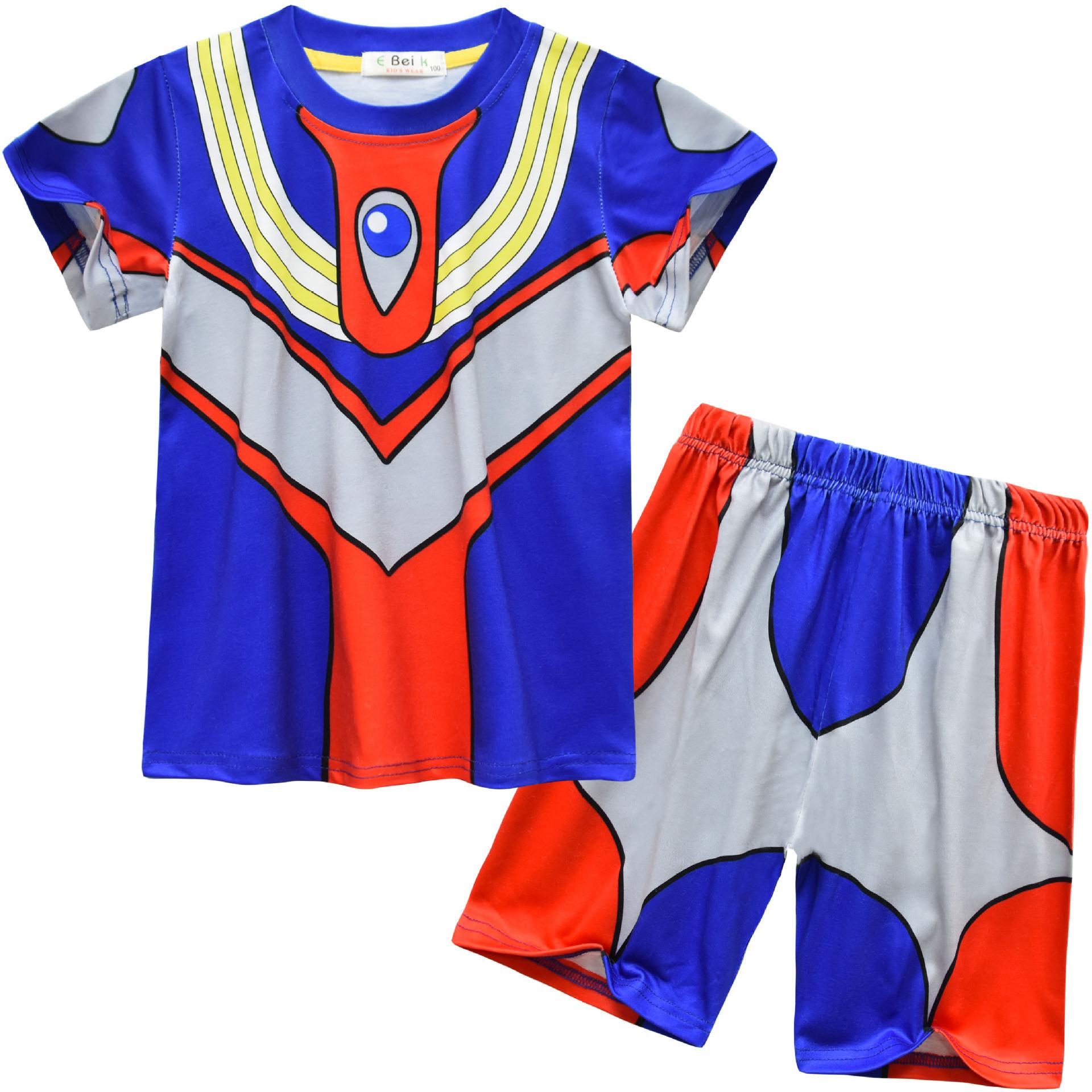 

Children S Loungewear, Cartoon Digital Printing 100-140 Short-Sleeved Pajamas And Pants Two-Piece Set 91083 100