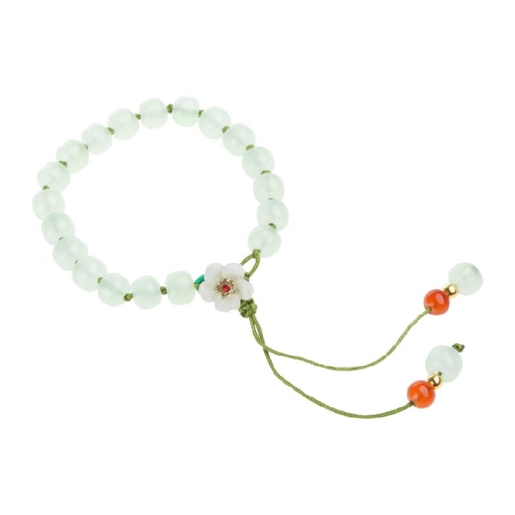 Elegant Round Jade Korean Bracelets White Color Peach Blossom Party Gifts Girls