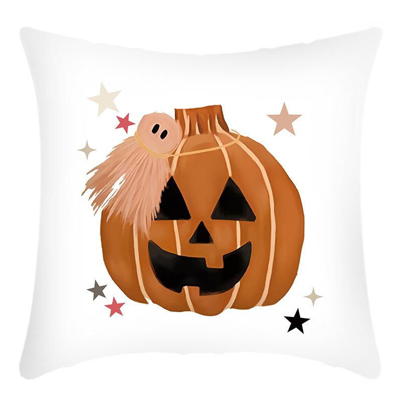Polyester Kissenbezug Vierteilig Halloween-Thema Totenkopf Schwarze Katze Kürbis Geist Festival Party Kissenbezug