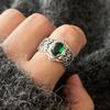 925 Sterling Silber Ringe für Damen Geometrischer Feinschmuck Fingerverstellbar Einfacher Retro Blumenring für Party Geburtstagsgeschenk