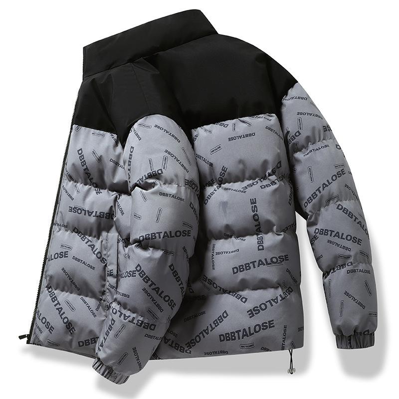 Ležérní pánská bavlněná bunda Jednobarevná Volná Zimní Denní Teplá