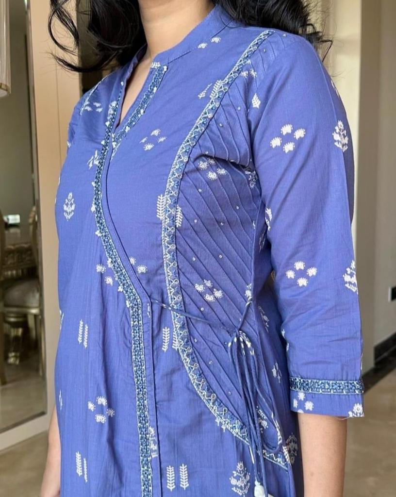 Indian Pakistani Anarkali Kurta Pant Dupatta Set Women Party Wear Salwar Kameez Top Tunic Kurti