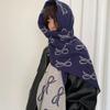 Korean Style Imitation Wool Scarf Two-sided Winter Shawl Fashion Bow Scarf  Gift