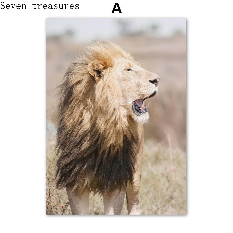 

Beige Nordic Posters and Prints for Living Room, Wall Art, Canvas Pictures, Reed, Lion, Elephant, African Animals, Beige 21X30cm No Frame