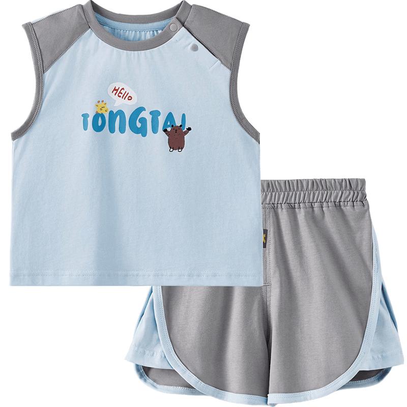 TONGTAI Baby Unisex Summer Pure Cotton Vest & Shorts Set 110