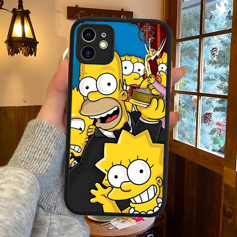 Funny Cartoon S-Simpsons Phone Case For IPhone 16 15 14 Plus 15 13 12 11 Pro Max X XS MAX Matte Cover