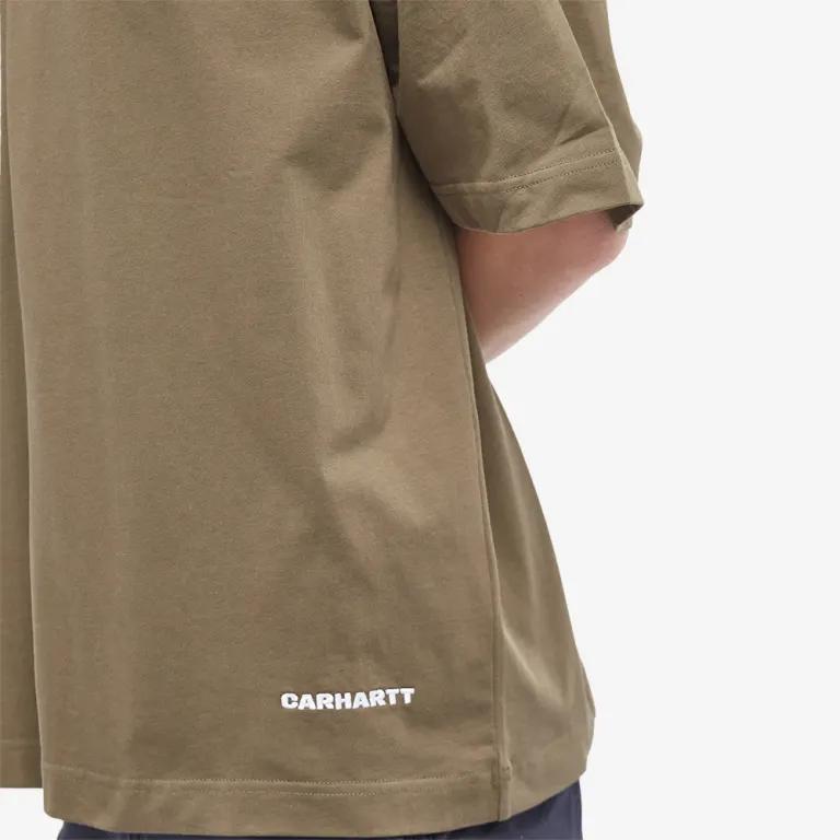 Carhartt WIP SS23 Solid Color Letter Print Crew Neck Short Sleeve T-Shirt Men Tops Yellow Brown I031373-1FF-XX