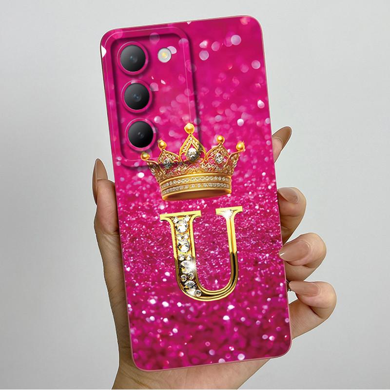 For Vivo V30 Lite 4G Case Crown Letter Soft Silicone Phone Case For Vivo V30 SE V40 SE Cover On Vivo Y100 T3 5G Shockproof Funda