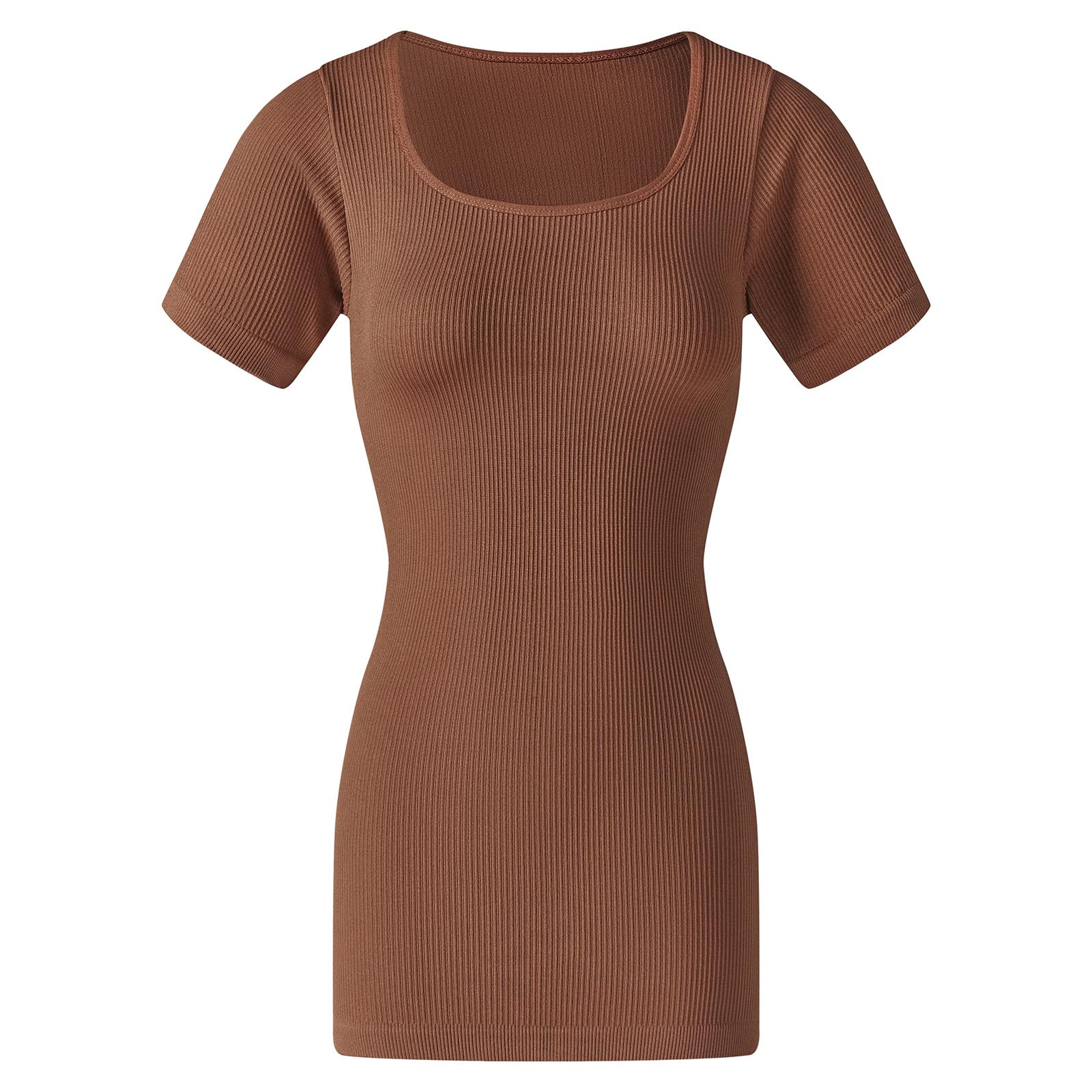 

Женское спортивное платье с короткими рукавами, круглым вырезом, утягивающее живот, корректирующее белье, цельная комбинация для йоги, бесшовный ромпер M