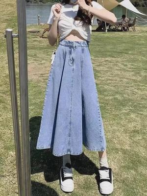 Hong Kong Style High-Waist A-Line Denim Skirt - Women's Petite, New Early Autumn Fashion