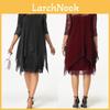 Plus Size Womens Fashionable Lace Overlay Dress With Elegant Three Quarter Sleeves