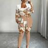 Plus Size Floral Print 3 Piece Outfit, Long Sleeve Open Front Cardigan Cami Top Leggings Set for Women
