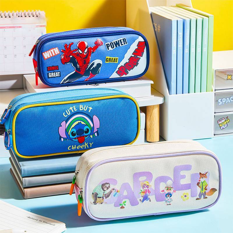 Spider Man Kids Pencil Case With Dual Layers Cartoon Stationery Storage For Elementary School