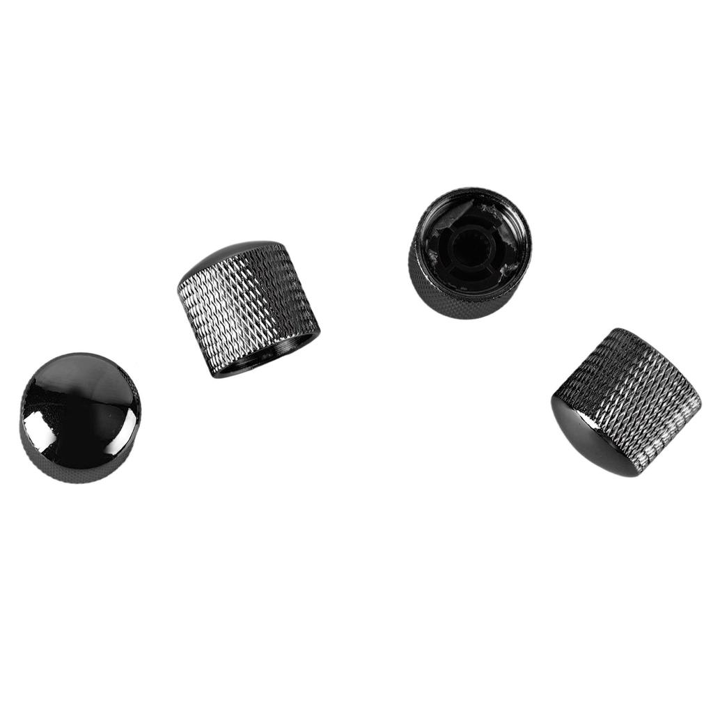 4 Stück Gitarrenknopf Metall Lautstärke Ton Dom Kontrollknopf Musikinstrument Zubehör Set GD102 Schwarz