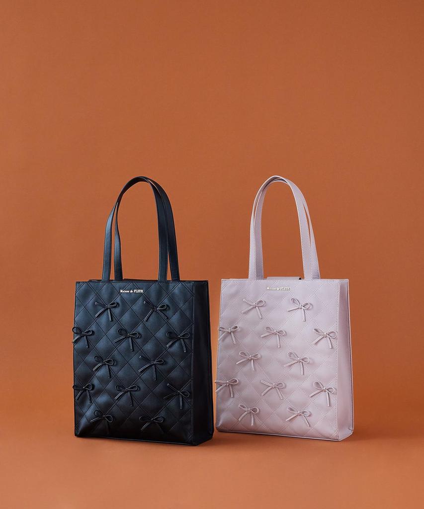 Maison de FLEUR Hope Ribbon Tote Bag, Black, 8A43F0J3100