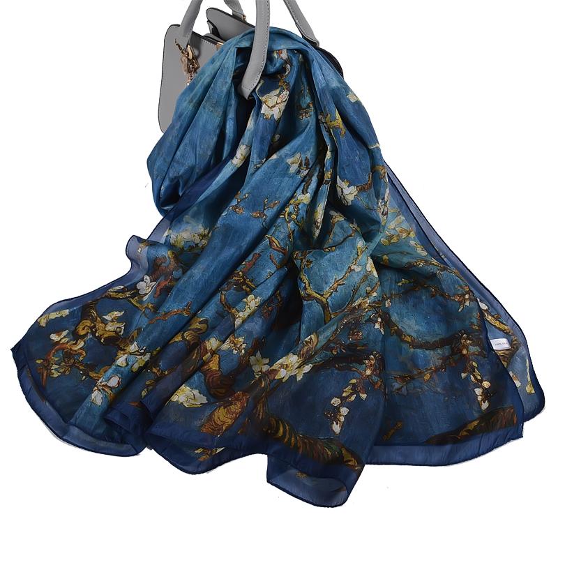 [BYSIFA] Silk Scarf Plus Size Broadened Silk Women's Silk Scarf Shawl Female Scarf New Winter Orange Coffee Women Long Scarves