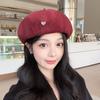 Retro Love Beret Women's Autumn and Winter Fashionable Versatile Painter's Hat with Big Head Circumference Showing Face Small Pumpkin Hat