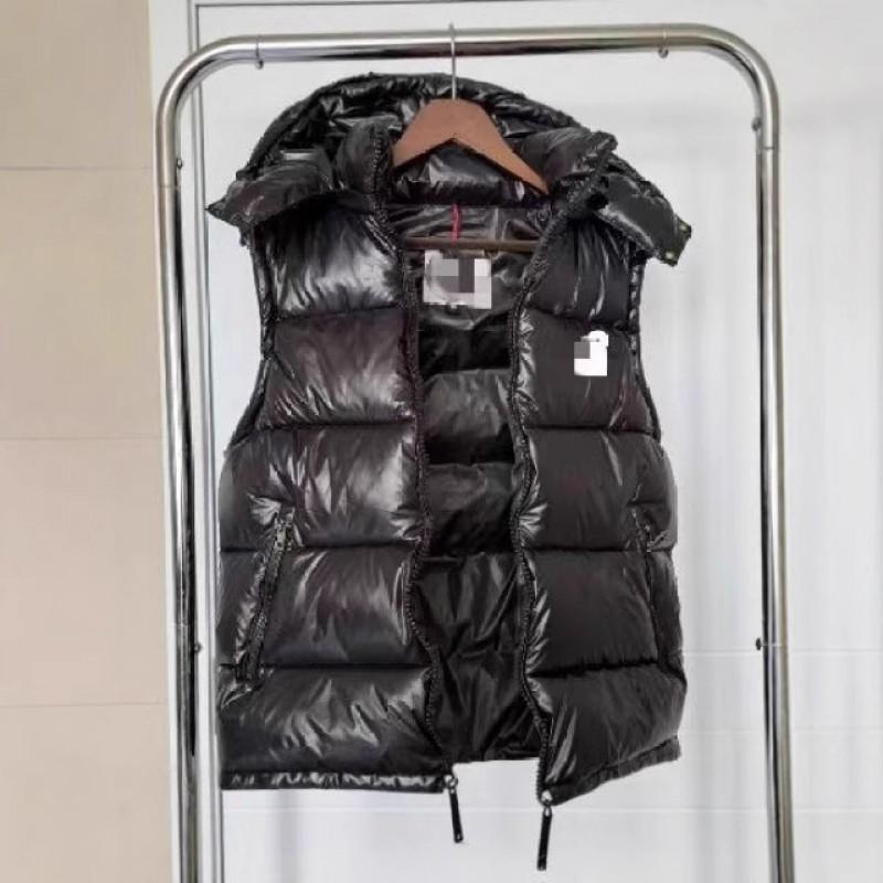 Unisex Thick Cotton Puffer Vest With Detachable Hood Stand Collar Winter Warm Sleeveless Jacket Men Women