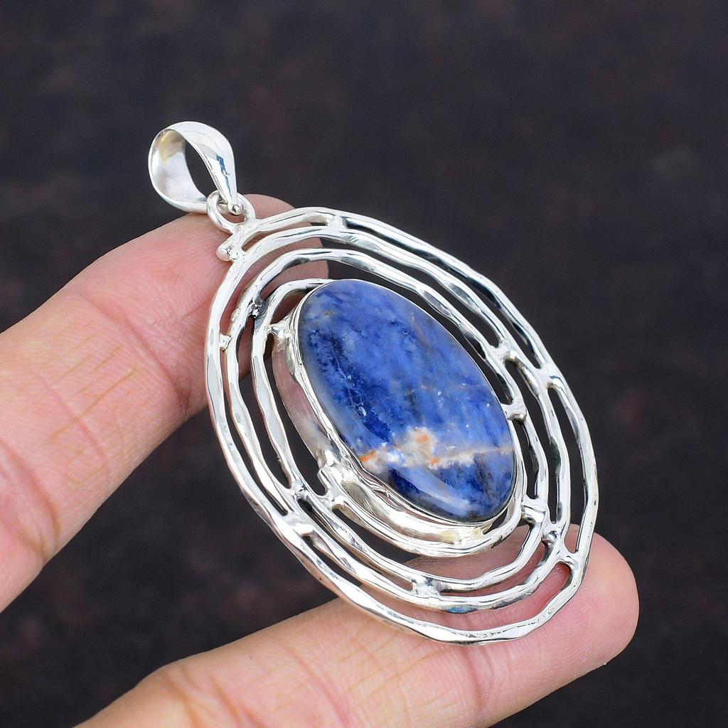 Sodalite Gemstone Pendant Handmade Jewelry 925 Sterling Silver Pendant Top Quality Sodalite Jewelry Anniversary Gifts Latest Design Pendant
