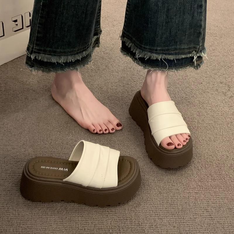 [R & D arch sole] Lovanson's thick-soled one-word slippers women's 2025 summer wear cool slippers