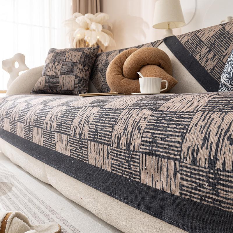 Cotton and Linen Sofa Cushions For Seasons Anti-Slip and Stain-Resistant Seat Pads  Model Linen and Coarse Fabric Sofa Cover