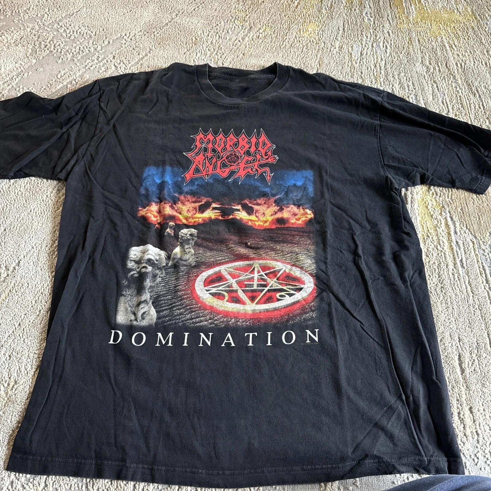 VTG Morbid Angel Band Domination Heavy Cotton Black T Shirt UR808 XXXXL