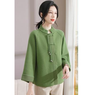 Mom Autumn and Winter Clothes Top Fashion Coat Middle Old Woman Woolen Coat Knitted Cardigan