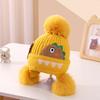 A children's dinosaur wool hat winter new cartoon jacquard knitted hat medium and older boys and girls ear hats