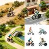 1/87 Scale Realistic Cycling Scene Model Miniature Cyclist Figurine for Model Building Set and Railway Landscape Decors