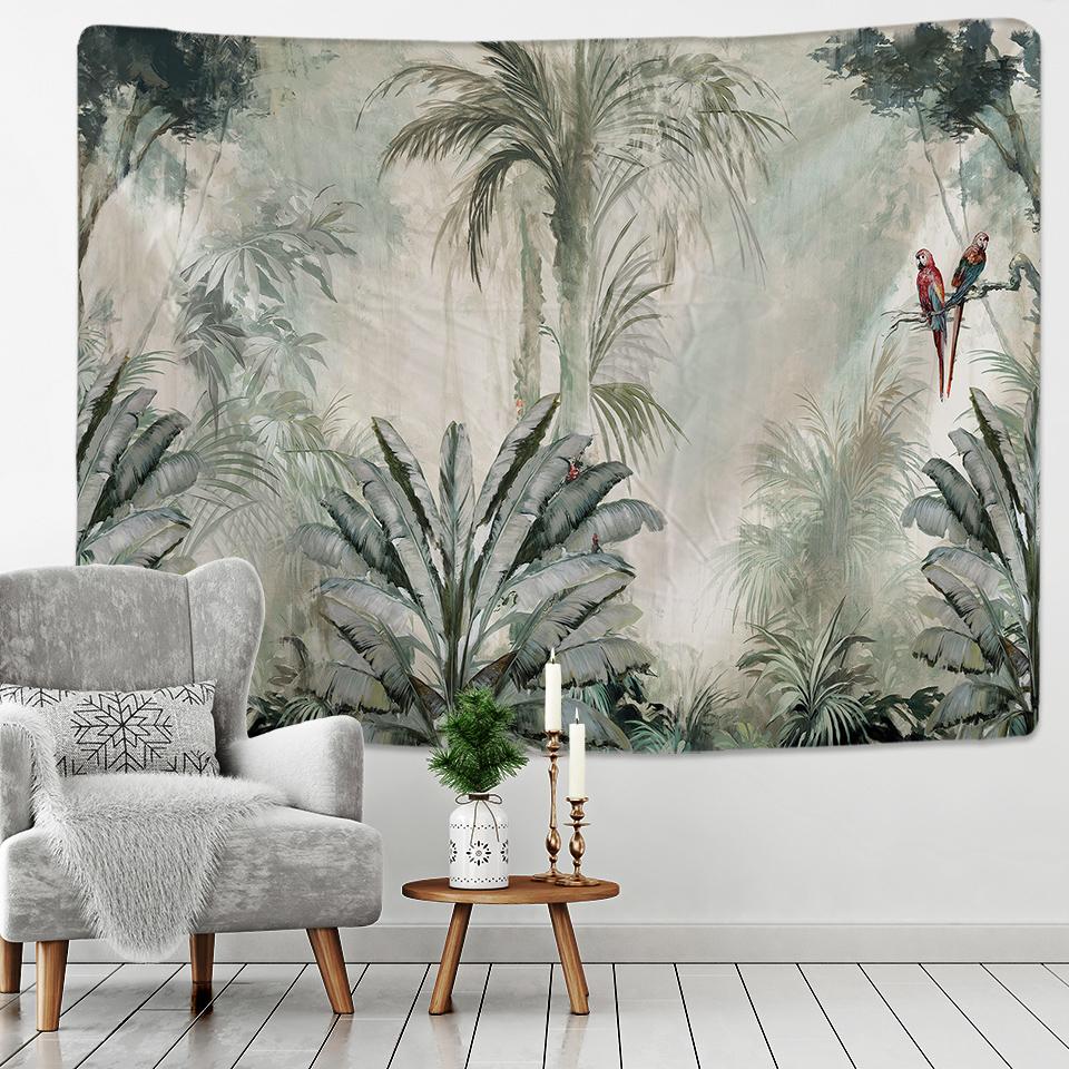 Creative Printing Tapestry Art Decor Colourful Flowers Leaves Wall Hanging Floral Tapestries For Dorm Living Room Bedroom Decor