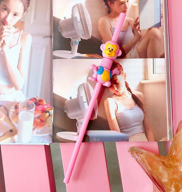 Cute Creative Portable Water Bottle Student Personalized Straw Traveling Plastic Cup Bear Transparent Bottle Child Water Bottles