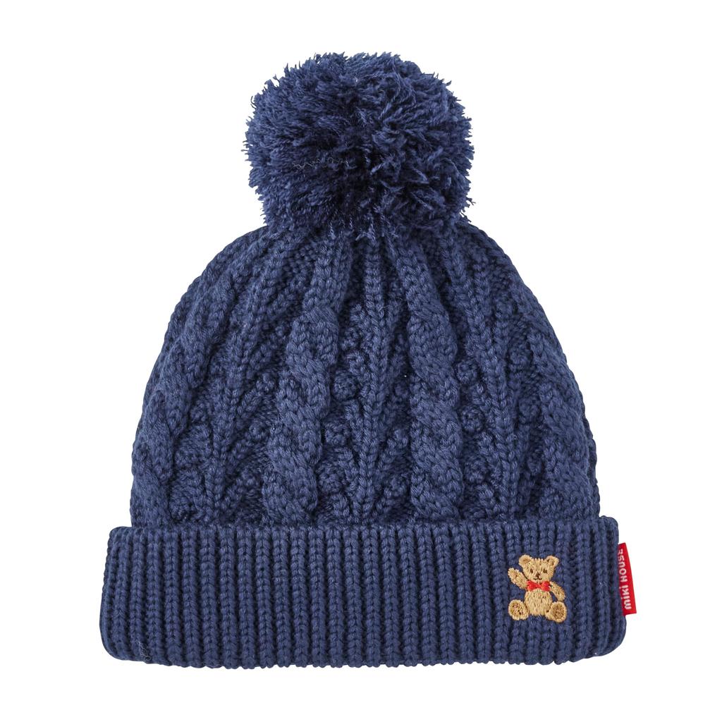[Miki House] Knitted Hoodie, Knitted Hat, Bear, Plain, Made in Japan, Cable Knit, Hat, Hood, Boys, Girls, Baby, Kids, Baby Clothes, Children's