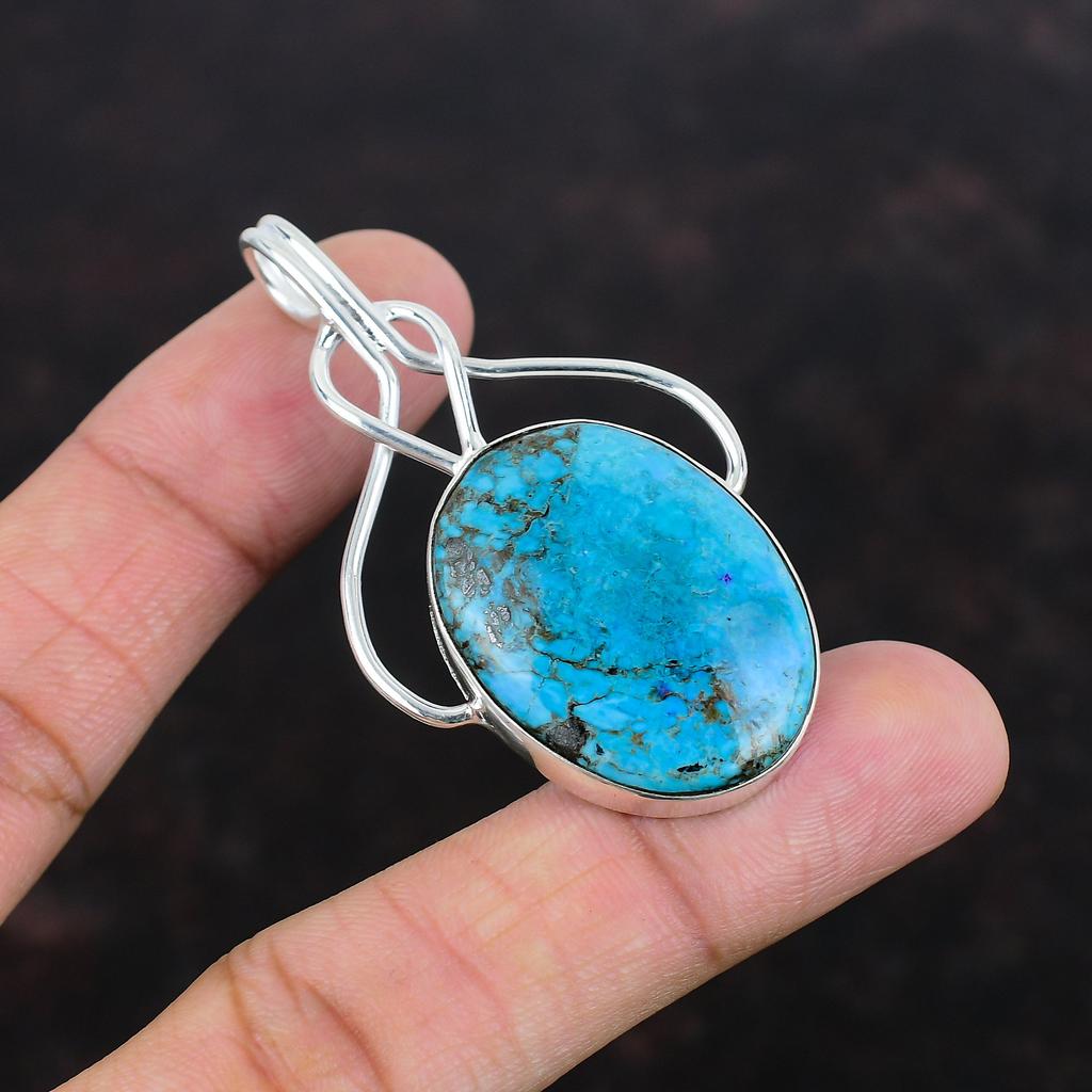 Tibetan Turquoise Pendant Handmade Jewelry Gemstone Pendant 925 Sterling Silver Pendant Elegant Pendant For Gifts Tibetan Turquoise Jewelry