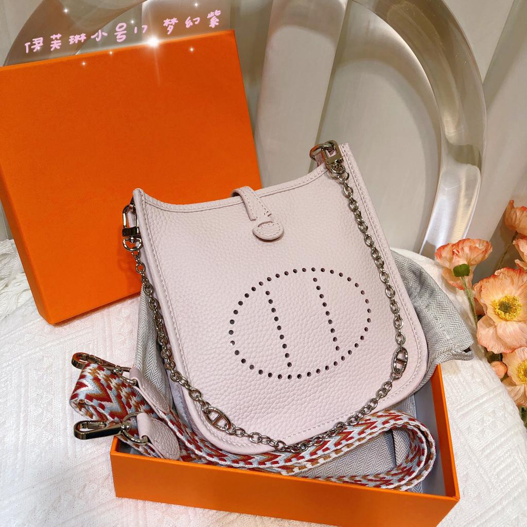 Spot Wholesale Top Layer Cowhide Evelyn Bag Genuine Leather Mini Bucket Bag TC Leather Mini Shoulder Crossbody Bag Tide